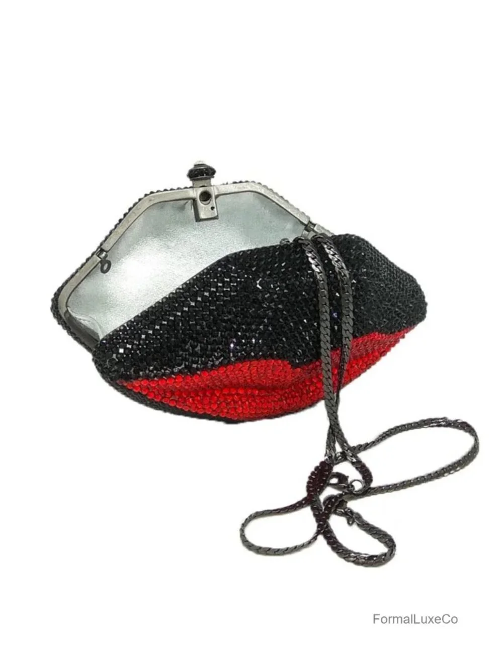 Novelty 3D Lip Rhinestone Clutch Purse for Women Evening Party